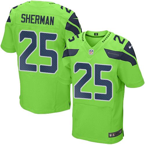 Nike Seahawks #25 Richard Sherman Green Men's Stitched NFL Elite Rush Jersey - Click Image to Close